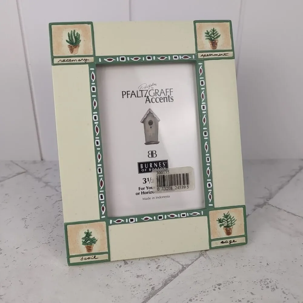 Naturewood by Pfaltzgraff Accents Photo Frame Stoneware Beige Green NOS